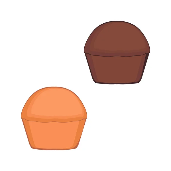 Mjölk och choklad cupcake på vit bakgrund. Bageri koncept. Koncept för färska bageriprodukter. Vektor illustration av cupcake toppar i platt design. Illustration av muffins isolerad på bakgrund. — Stock vektor