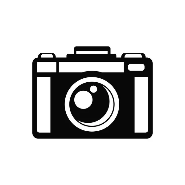 Film photo camera icon on white background. Vector illustration of old camera. Device for creating photos. Equipment for the photographer concept. Retro camera isolated on white. — Stock Vector