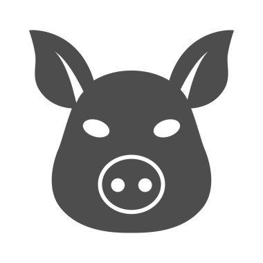 Domuz kafası simgesi, çiftlik hayvanları konsepti, beyaz arka planda domuz yüzü silueti simgesi mobil konsept ve web tasarımı için sembol. Vektör grafikleri.