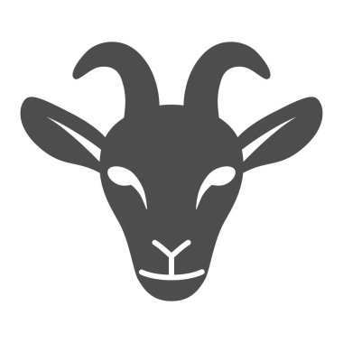 Keçi kafası simgesi, çiftlik hayvanları konsepti, beyaz arka planda keçi kafası işareti, mobil konsept ve web tasarımı için keçi yüzü simgesi. Vektör grafikleri.