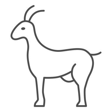 Keçi çizgisi ikonu, çiftlik hayvanları konsepti, beyaz arka planda dadı-keçi işareti, mobil konsept ve web tasarımı için ana hatlı keçi figürü simgesi. Vektör grafikleri.