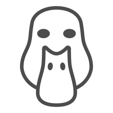 Ördek kafası ikonu, çiftlik hayvanları konsepti, beyaz arka planda ev hayvanı amblemi işareti, mobil konsept ve web tasarımı için ana hatlı ördek kafası silueti ikonu. Vektör grafikleri.