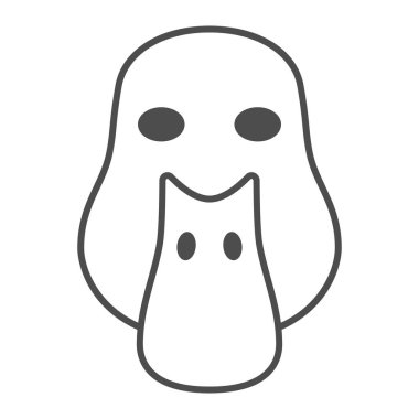 Ördek kafası ince çizgi ikonu, çiftlik hayvanları konsepti, beyaz arka planda evcil kümes hayvanı amblemi işareti, mobil konsept ve web tasarımı için ana hatlı ördek kafası silueti ikonu. Vektör grafikleri.