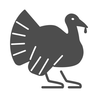 Türkiye katı ikonu, çiftlik hayvanları kavramı, beyaz arka planda çiftlik kuşu işareti, mobil konsept ve web tasarımı için Türkiye siluet ikonu. Vektör grafikleri.