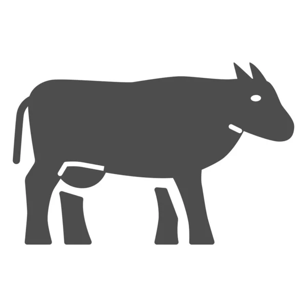 소의 단단 한 아이콘, 가축 컨셉, 하얀 배경에 소의 기호, 모바일 컨셉과 웹 디자인을 위한 글 리프 스타일의 달링 소실루엣 아이콘. 벡터 그래픽. — 스톡 벡터