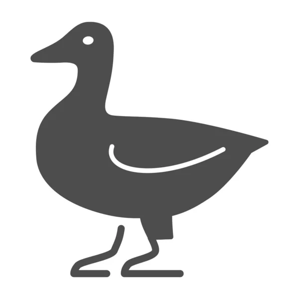 Ícone sólido de pato, conceito de animais de fazenda, sinal de aves domésticas no fundo branco, ícone de silhueta de aves de pato no estilo glifo para conceito móvel e web design. Gráficos vetoriais. —  Vetores de Stock