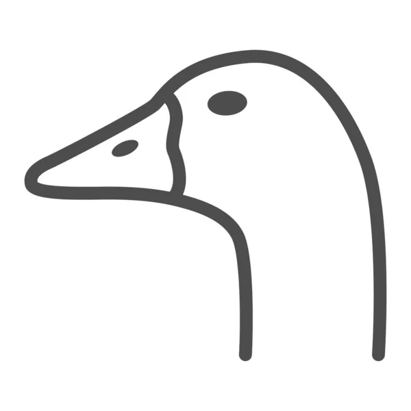 Icône de ligne de tête d'oie, concept d'animaux de ferme, panneau de portrait de volaille domestique sur fond blanc, icône de silhouette de tête d'oie dans le style de contour pour concept mobile et conception Web. Graphiques vectoriels. — Image vectorielle