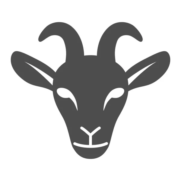 Goat head solid icon, livestock concept, nanny-goat head sign on white background, Goat face icon in glyph style for mobile concept and web design. Vector graphics. — Stock Vector