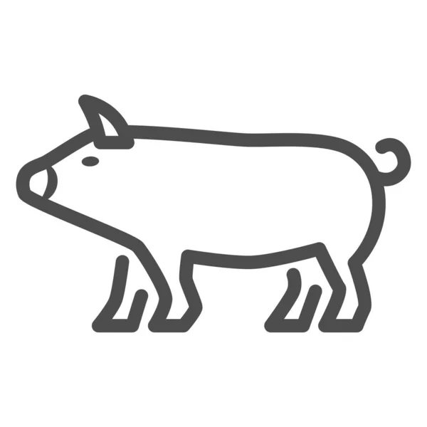 Pig line icon, Farm animals concept, pork sign on white background, Pig silhouette icon in outline style for mobile concept and web design. Vector graphics. — Stock Vector