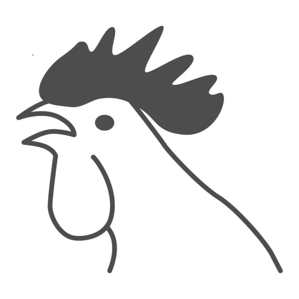 Ícone de linha fina de cabeça de galo, conceito de aves domésticas, sinal de cabeça de frango no fundo branco, ícone de silhueta de galo no estilo de contorno para conceito móvel e web design. Gráficos vetoriais. — Vetor de Stock