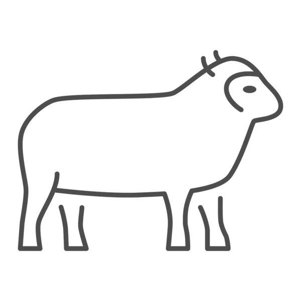 Icono de línea delgada de oveja, concepto de animales de granja, signo de cordero sobre fondo blanco, silueta de animal de oveja icono en estilo de esquema para el concepto móvil y diseño web. Gráficos vectoriales. — Vector de stock