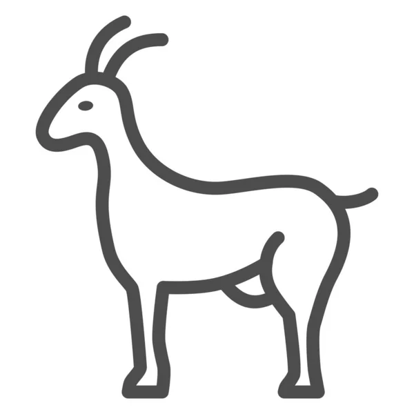 Ikon garis kambing, konsep ternak, tanda kambing-pengasuh pada latar belakang putih, ikon figur kambing dalam garis besar gaya untuk konsep mobile dan desain web. Grafis vektor. - Stok Vektor