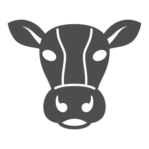 Cow head solid icon, livestock concept, cattle sign on white background, Dairy cow head silhouette icon in glyph style for mobile concept and web design. Vector graphics. — Stock Vector