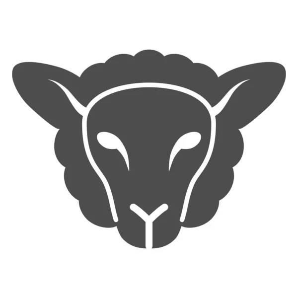 Sheep head solid icon, Farm animals concept, lamb sign on white background, silhouette of sheep face icon in glyph style for mobile concept and web design. Vector graphics. — Stock Vector