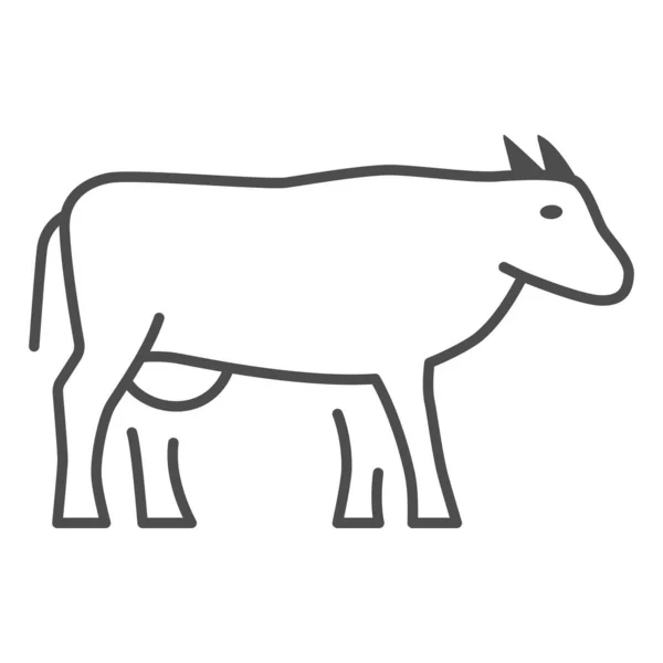 Icono de línea delgada de vaca, concepto de ganado, signo de ganado vacuno sobre fondo blanco, icono de silueta de vaca lechera en estilo de esquema para concepto móvil y diseño web. Gráficos vectoriales. — Vector de stock