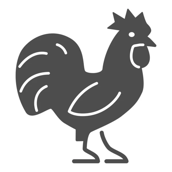 Rooster solid icon, Farm animals concept, chicken sign on white background, standing cock silhouette icon in glyph style for mobile concept and web design. Vector graphics. — Stock Vector