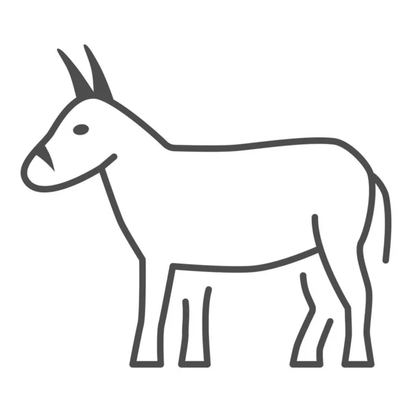 Ikon garis tipis keledai, konsep hewan pertanian, tanda bagal pada latar belakang putih, ikon siluet keledai dalam garis besar gaya untuk konsep mobile dan desain web. Grafis vektor. - Stok Vektor