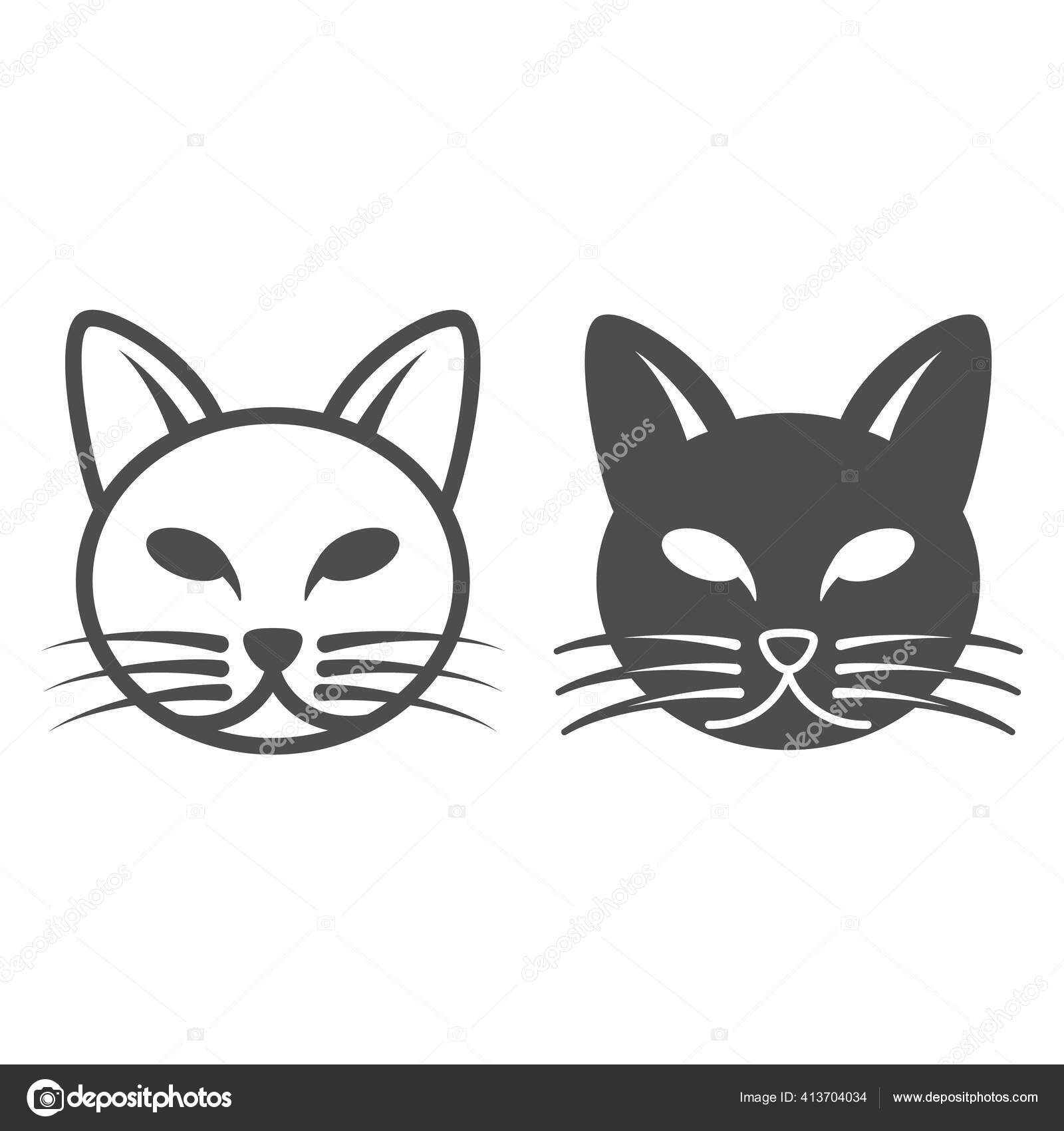 Cat Head Shape Icon. Black Silhouette Pet Animal Kitty Feline