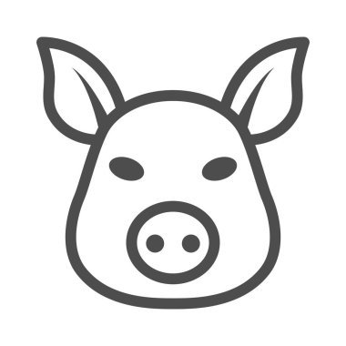 Domuz kafası ikonu, çiftlik hayvanları konsepti, beyaz arka planda domuz yüzü silueti simgesi mobil konsept ve web tasarımı için ana hatlı simge. Vektör grafikleri.