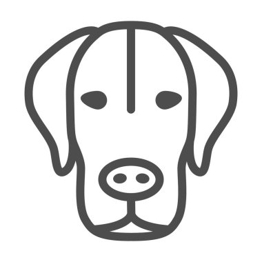 Köpek kafası ikonu, evcil hayvan konsepti, beyaz arka planda köpek kafası silueti simgesi, mobil konsept ve web tasarımı için taslak şeklinde köpek kafası simgesi. Vektör grafikleri.