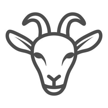 Keçi kafası ikonu, çiftlik hayvanları konsepti, beyaz arka planda keçi kafası işareti, mobil konsept ve web tasarımı için keçi yüzü ikonu. Vektör grafikleri.