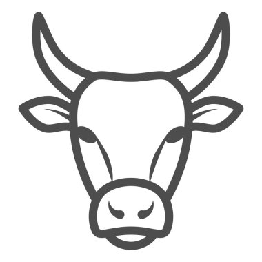 Bull Head çizgi ikonu, çiftlik hayvanları konsepti, beyaz arka planda sığır işareti, mobil konsept ve web tasarımı için ana hatlı Bull Head siluet ikonu. Vektör grafikleri.