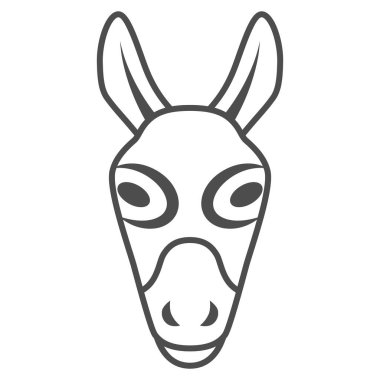 Eşek kafası ince çizgi ikonu, çiftlik hayvanları konsepti, beyaz arka planda katır yüzü işareti, mobil konsept ve web tasarımı için eşeğin baş silueti simgesi. Vektör grafikleri.