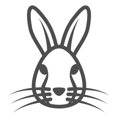 Tavşan başı simgesi, hayvan konsepti, beyaz arka planda tavşan kafası işareti, mobil konsept ve web tasarımı için ana hatlı siluet ikonu. Vektör grafikleri.