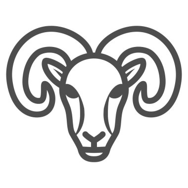 Koç çizgisi ikonu, çiftlik hayvanları konsepti, beyaz arka planda koyun işareti, mobil konsept ve web tasarımı için ana hatlı ram simgesi silueti. Vektör grafikleri.