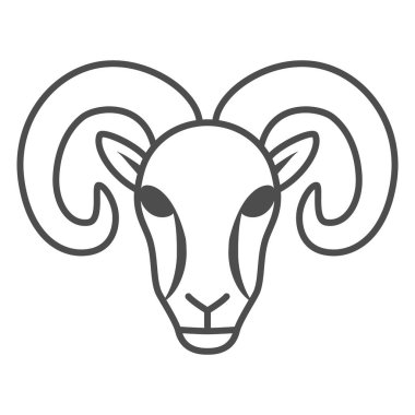 Ram ince çizgi ikonu, çiftlik hayvanları konsepti, beyaz arka planda koyun işareti, mobil konsept ve web tasarımı için ana hatlı ram simgesi silueti. Vektör grafikleri.