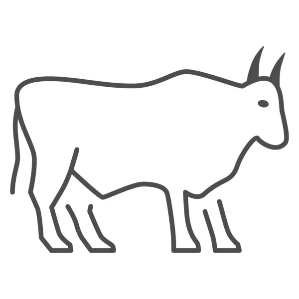 Icono de línea delgada de toro, concepto de animales de granja, signo de ganado sobre fondo blanco, ícono de silueta de toro en estilo de esquema para el concepto móvil y el diseño web. Gráficos vectoriales. — Vector de stock