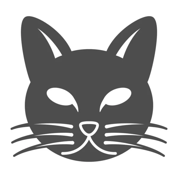 Ícone sólido de cabeça de gato, conceito de animais de estimação, sinal de rosto de gatinho no fundo branco, ícone de silhueta de cabeça de gato no estilo glifo para conceito móvel e web design. Gráficos vetoriais. — Vetor de Stock