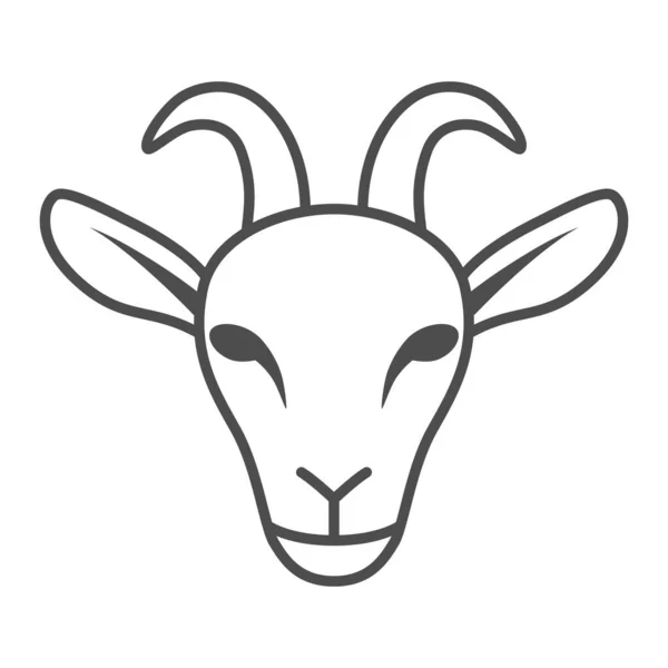 Goat head thin line icon, livestock concept, nanny-goat head sign on white background, Goat face icon in outline style for mobile concept and web design. Vector graphics. — Stock Vector