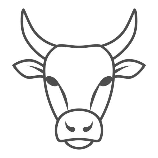 Ícone de linha fina Bull Head, conceito de animais de fazenda, sinal de gado no fundo branco, ícone de silhueta Bull Head no estilo de contorno para conceito móvel e web design. Gráficos vetoriais. —  Vetores de Stock