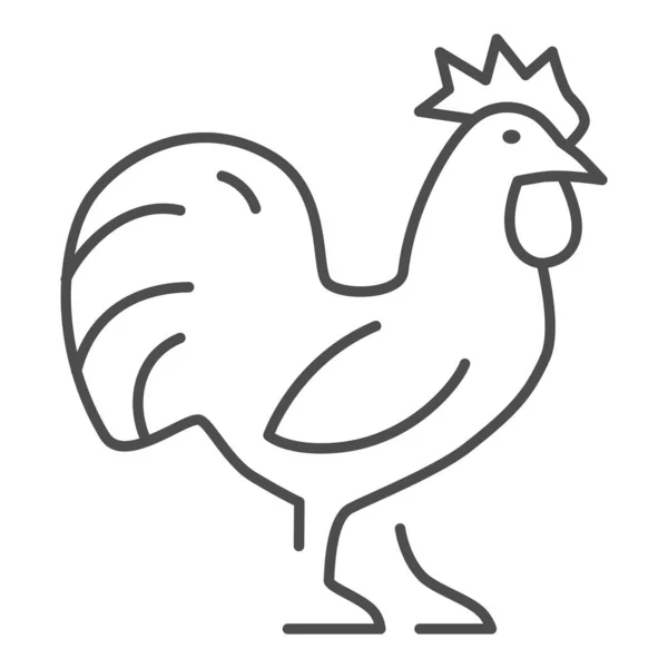 Значок тонкой линии петуха, концепция фермерских животных, знак курицы на белом фоне, значок силуэта петуха в наброске стиля для мобильной концепции и веб-дизайна. Векторная графика. — стоковый вектор