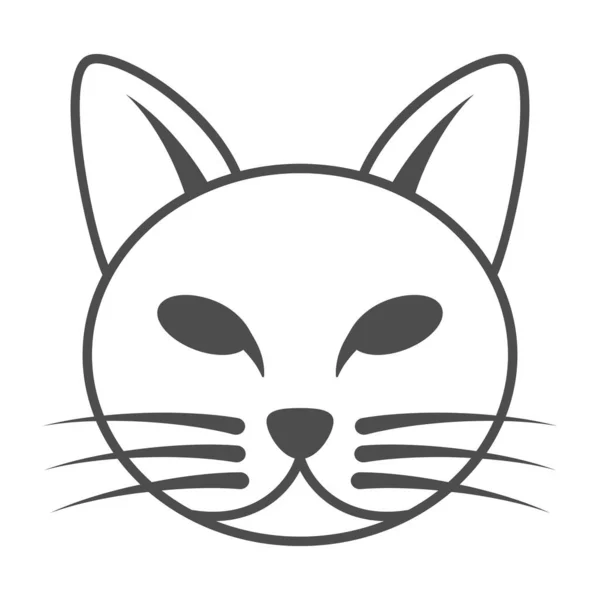 Ícone de linha fina de cabeça de gato, conceito de animais de estimação, sinal de rosto de gatinho no fundo branco, ícone de silhueta de cabeça de gato no estilo de contorno para conceito móvel e web design. Gráficos vetoriais. — Vetor de Stock
