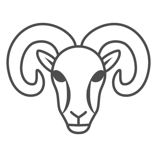 Icône de ligne mince de bélier, concept d'animaux de ferme, signe de mouton sur fond blanc, silhouette de l'icône de bélier dans le style de contour pour concept mobile et web design. Graphiques vectoriels. — Image vectorielle