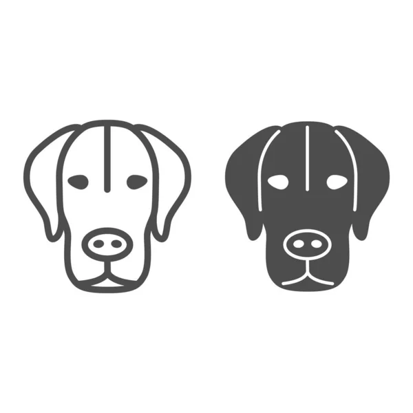 Hondenkop lijn en solide pictogram, huisdieren concept, puppy gezicht teken op witte achtergrond, hond hoofd silhouet pictogram in omtrek stijl voor mobiele concept en web design. vectorgrafieken. — Stockvector