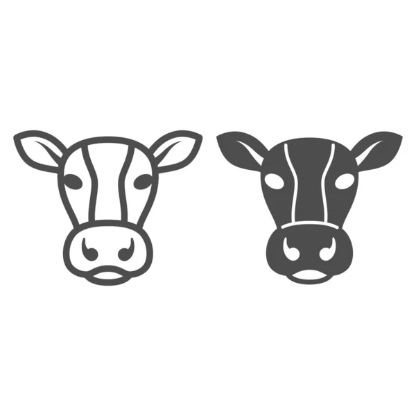 Kráva hlava linie a pevná ikona, koncepce dobytka, značka dobytka na bílém pozadí, silueta mléčné krávy ve stylu obrysu pro mobilní koncept a web design. Vektorová grafika. — Stockový vektor