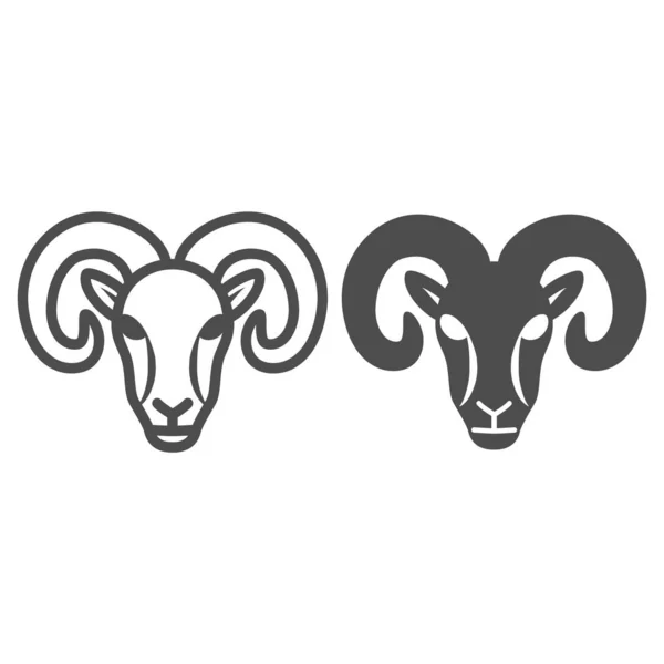 Ram line and solid icon, Farm animals concept, sheep sign on white background, silhouette of ram icon in outline style for mobile concept and web design. Vector graphics. — Stock Vector