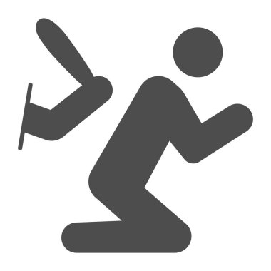 Siyah adamı sopayla dövmek, siyahi hayatı madde konsepti, siyahlara karşı şiddet yok, beyaz arka planda işaret yok, mobil için fiziksel zorbalık ikonu. Vektör grafikleri.