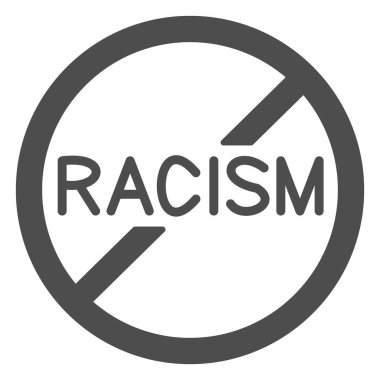 Irkçılığın katı bir simgeye, siyahların madde kavramına, beyaz arka planda ırkçılığı durdurma sembolüne, mobil konsept ve web tasarımı için sembol biçiminde ırkçılığa hayır. Vektör grafikleri.