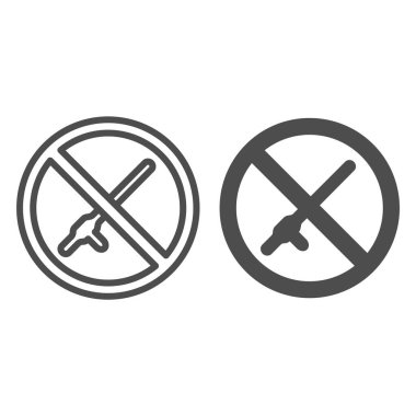 Baton sembolü yok, simge yok, siyahlar madde konsepti, beyaz arka planda şiddet ve dayak yasağı işareti, polis şiddeti ve fiziksel zorbalık ikonunu ana hatlarıyla durdurun. Vektör grafikleri.