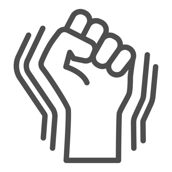 Sollevato icona linea gesto pugno, Black vive concetto materia, mano umana su BLM segno su sfondo bianco, Pugno sollevato icona in stile contorno per il concetto di mobile, web design. Grafica vettoriale. — Vettoriale Stock