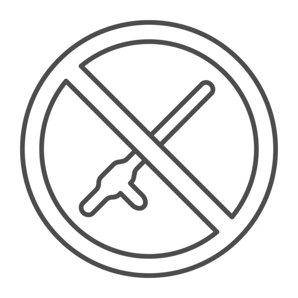 Geen stokje symbool dunne lijn pictogram, Zwarte levens materie concept, beat en geweld verbod teken op witte achtergrond, stoppen politie brutaliteit en fysieke pesten pictogram in grote lijnen. vectorgrafieken. — Stockvector