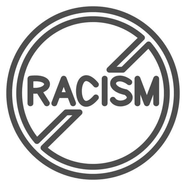 Nee tegen racisme teken lijn pictogram, Zwarte levens materie concept, Stop racisme symbool op witte achtergrond, Geen racisme pictogram in grote lijnen voor mobiele concept en webdesign. vectorgrafieken. — Stockvector