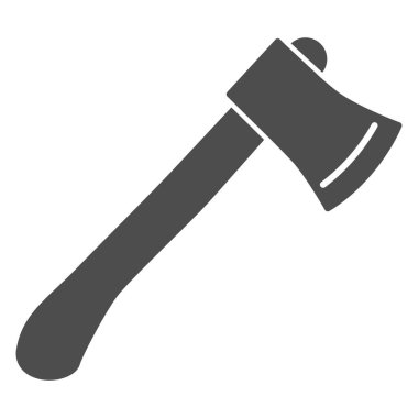 Katı balta simgesi, bahçe ve bahçe konsepti, beyaz arka planda çalışma evi ekipmanı tabelası, mobil konsept ve web tasarımı için glyph stili Axe sembolü. Vektör grafikleri.