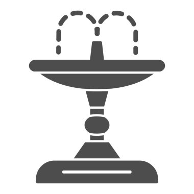 Katı bir ikon, bahçe ve bahçe konsepti, beyaz zemin üzerinde park suyu süsleme tabelası, mobil ve web tasarımı için glyph tarzında su sıçrama ikonu olan çeşme. Vektör grafikleri.