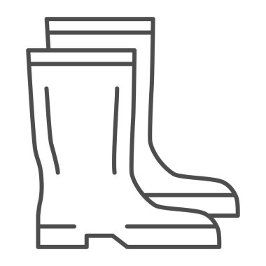 Lastik çizmeler, ince çizgi ikonu, bahçe ve bahçe konsepti, beyaz arka planda su geçirmez ayakkabı işareti, mobil konsept ve web tasarımı için çizgili çizme ikonu. Vektör grafikleri.