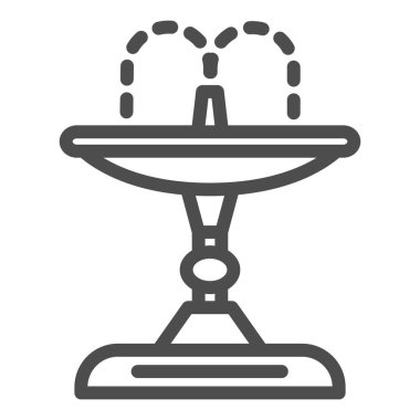 Çeşme hattı ikonu, bahçe ve bahçe konsepti, beyaz zemin üzerinde park suyu süsleme tabelası, mobil ve web tasarımı için tasarım tarzında su sıçrama ikonu olan çeşme. Vektör grafikleri.